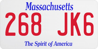 MA license plate 268JK6