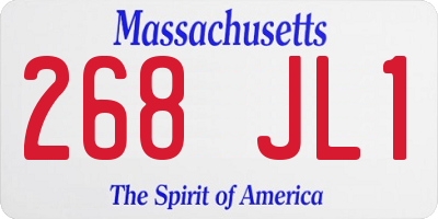 MA license plate 268JL1