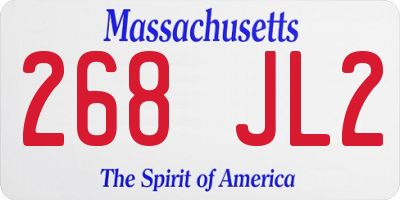 MA license plate 268JL2