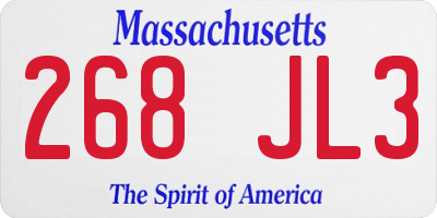 MA license plate 268JL3