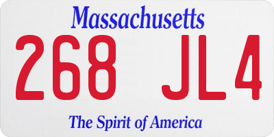 MA license plate 268JL4