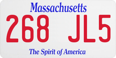 MA license plate 268JL5