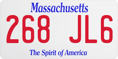 MA license plate 268JL6