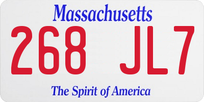 MA license plate 268JL7