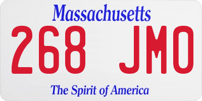 MA license plate 268JM0