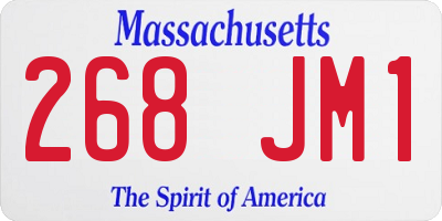 MA license plate 268JM1