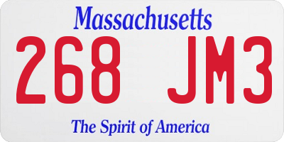 MA license plate 268JM3