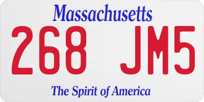 MA license plate 268JM5