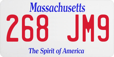 MA license plate 268JM9