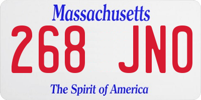 MA license plate 268JN0