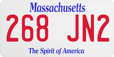 MA license plate 268JN2