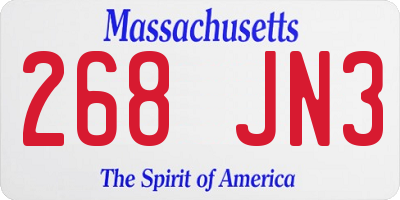 MA license plate 268JN3