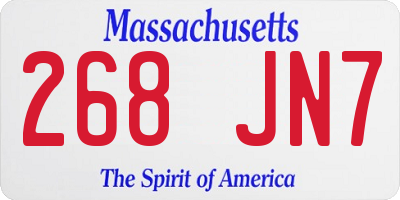 MA license plate 268JN7