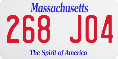 MA license plate 268JO4