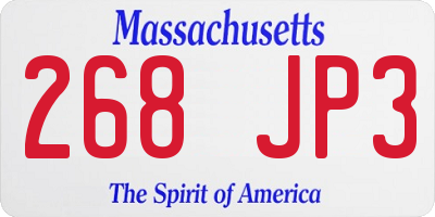 MA license plate 268JP3