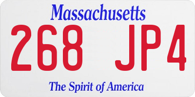 MA license plate 268JP4