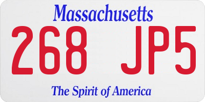 MA license plate 268JP5