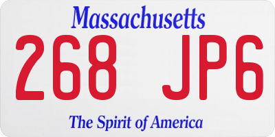 MA license plate 268JP6