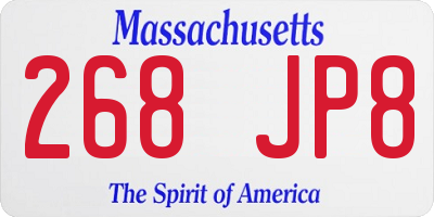 MA license plate 268JP8