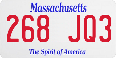 MA license plate 268JQ3