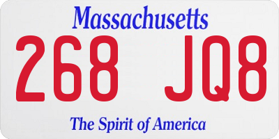 MA license plate 268JQ8