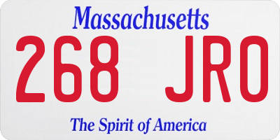MA license plate 268JR0