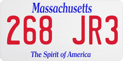 MA license plate 268JR3