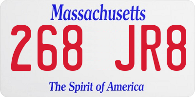 MA license plate 268JR8