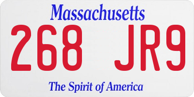 MA license plate 268JR9