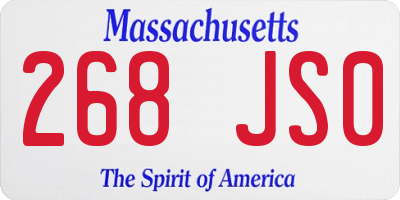 MA license plate 268JS0