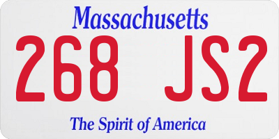 MA license plate 268JS2