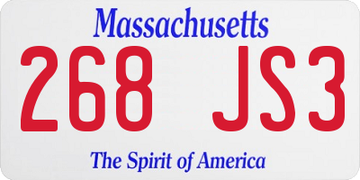 MA license plate 268JS3