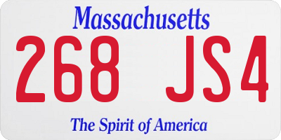 MA license plate 268JS4