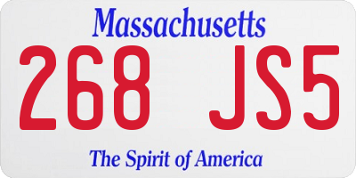 MA license plate 268JS5