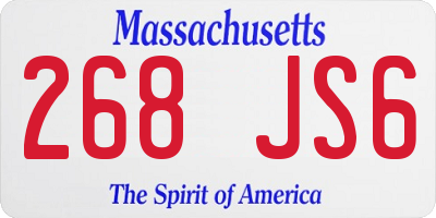 MA license plate 268JS6