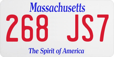 MA license plate 268JS7