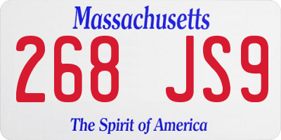 MA license plate 268JS9
