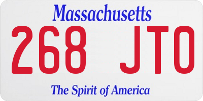 MA license plate 268JT0