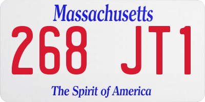 MA license plate 268JT1