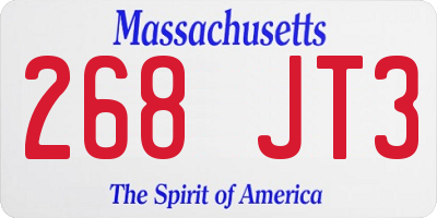 MA license plate 268JT3