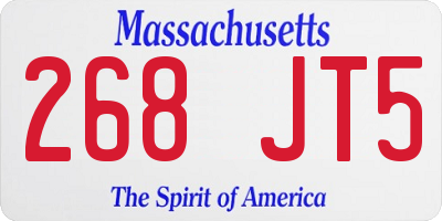 MA license plate 268JT5