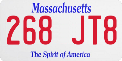 MA license plate 268JT8