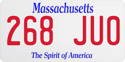 MA license plate 268JU0