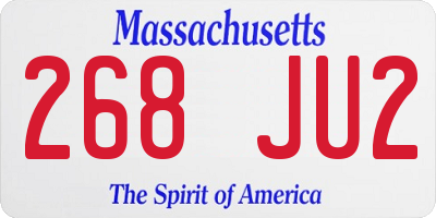MA license plate 268JU2