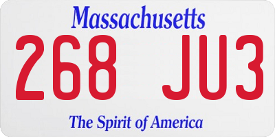 MA license plate 268JU3
