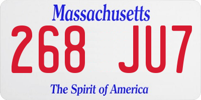 MA license plate 268JU7