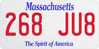 MA license plate 268JU8