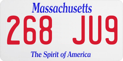 MA license plate 268JU9