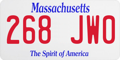 MA license plate 268JW0