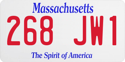 MA license plate 268JW1